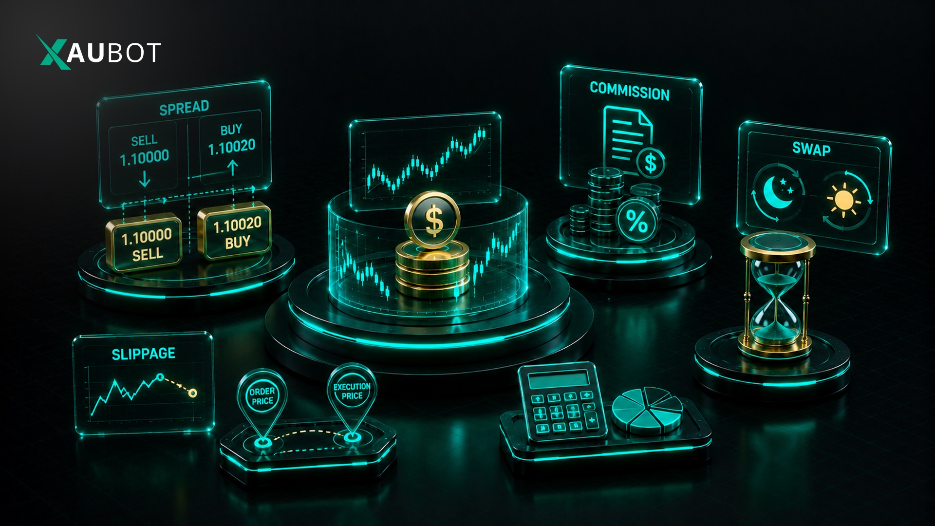Trading costs explained with dollar examples: spread, commission, swap and slippage